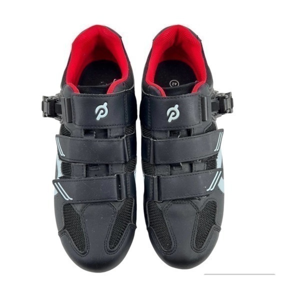 Peloton Spin Cycling Shoes Black Red *NO CLEATS* unisex size 42 women 11 / men 9